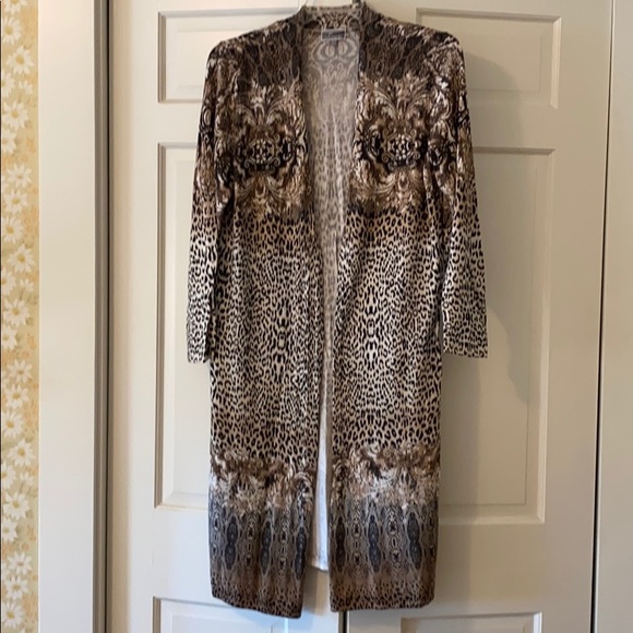 JM Collection Sweaters - 🐆JM Collection Animal Print Open-front Duster🐆